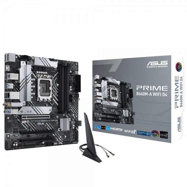 ASUS PRIME B660M-A WIFI D4 Intel B660 LGA1700 DDR4 5333MHz mATX Anakart 1