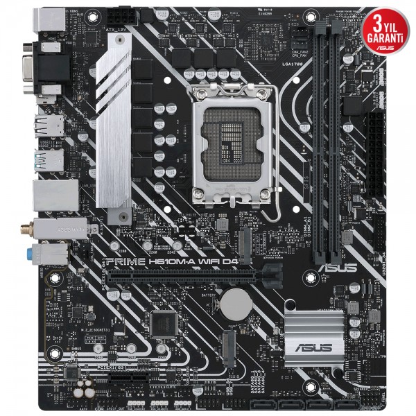 ASUS PRIME H610M-A WIFI D4 Intel H610 LGA1700 DDR4 3200 DP HDMI VGA Çift M2 USB3.2 AURA RGB mATX ASUS 5X PROTECTION III, Armoury Crate, AI Suite 3 2