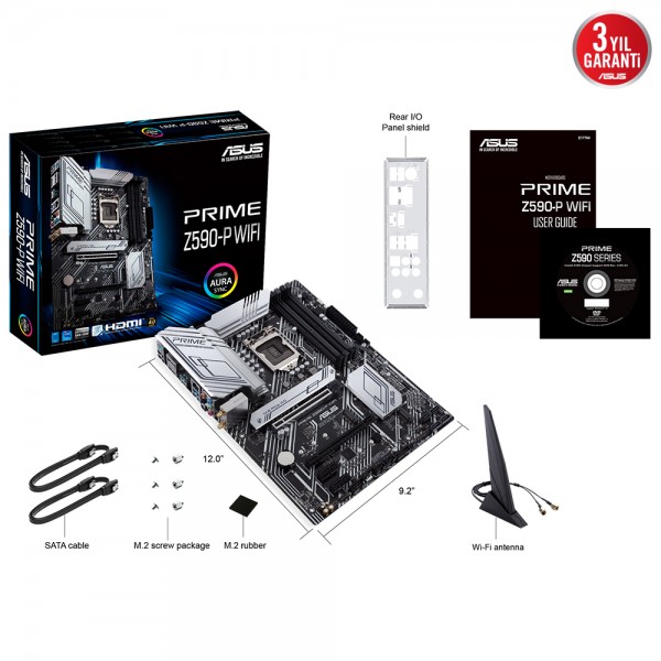 Asus Prime Z590-P WIFI Intel 5133(OC)MHz Z590 Soket 1200 DDR4 ATX Gaming Anakart 5