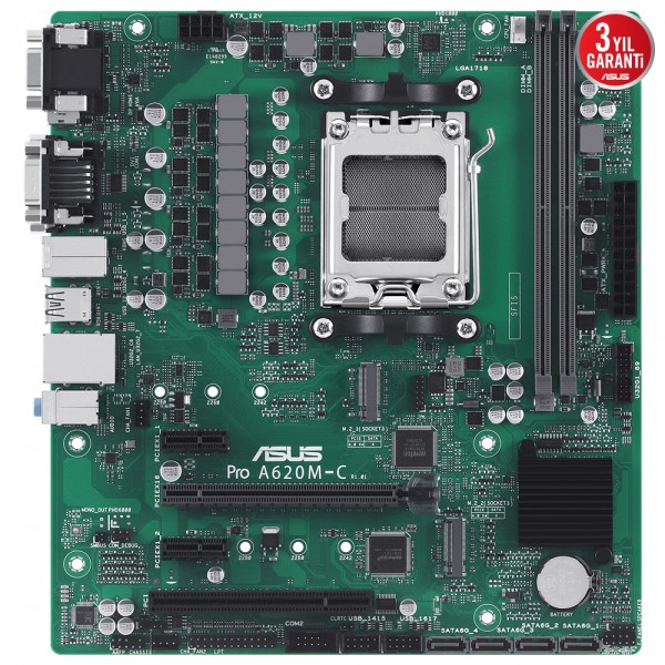 ASUS PRO A620M-C-CSM AM5 DDR5 6400MHz mATX Anakart 2