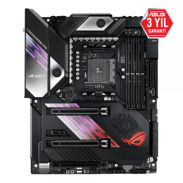 ASUS ROG CROSSHAIR VIII FORMULA AMD X570 AM4  ÇİFT M2 + 8 SATA USB 3.2 AX WİFİ AURA RGB 5G LAN ATX 128GB?A KADAR RAM DESTEĞİ 3