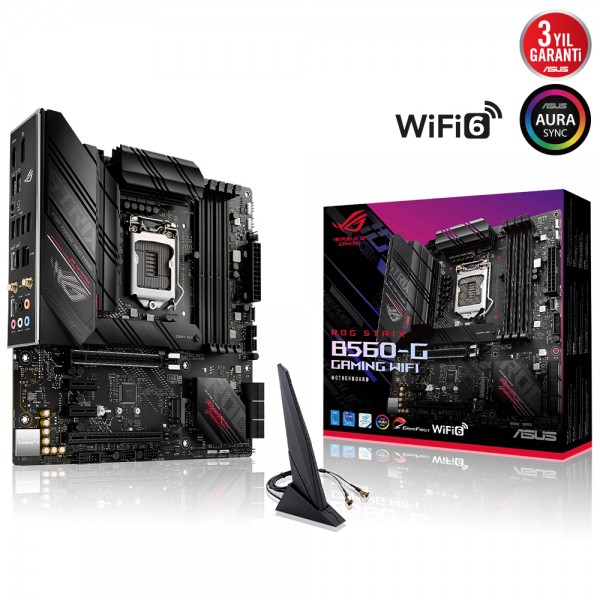 Asus ROG Strix B560-G Gaming WIFI Intel B560 Soket 1200 DDR4 5000(OC)MHz mATX Gaming Anakart 1