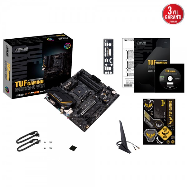 ASUS TUF Gaming B550M-E WIFI 4600(OC)MHz AMD B550 Soket AM4 DDR4 mATX Gaming Anakart 5