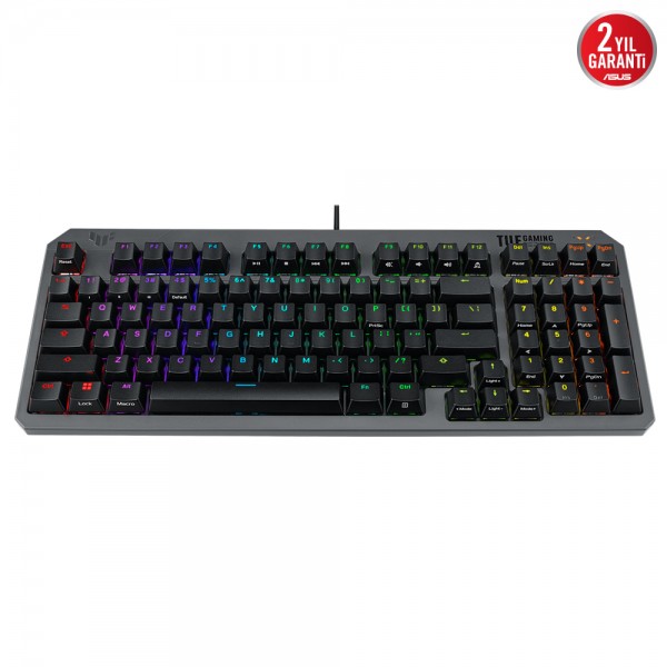 ASUS TUF GAMING K3 GEN II RED SWITCH, KOMPAKT 97 TUŞ DİZİLİMİ, OPTİK-MEKANİK RGB ANAHTARLAR, SES AZALTICI KÖPÜK, IP57 SU GEÇİRMEZLİK, ÇIKARILABİLİR ÜST PLAKA VE AURA SYNC 2