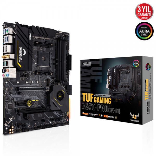 ASUS TUF GAMING X570-PRO WIFI 4400MHz(OC) DDR4 Soket AM4 RGB M.2 PCIe 4.0 HDMI DP WIFI ATX Anakart 1