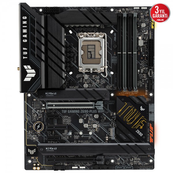 ASUS TUF GAMING Z690-PLUS WIFI Intel Z690 LGA1700 DDR5 6000 DP HDMI 4x M2 USB3.2 AX WiFi + BT AURA RGB 2.5Gbit LAN ATX PCIe5.0, İki Yönlü AI Ses Engelleyici Mik., TUF PROTECTION 2