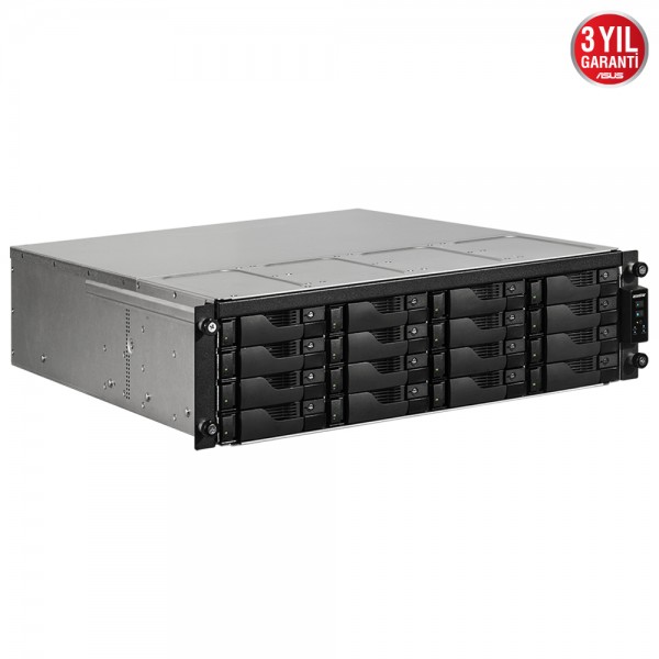 ASUSTOR AS7116RDX INTEL E-2224 16 YUVALI (16X20TB DESTEĞİ) 8GB DDR4 ECC (128GB RAM DESTEĞİ) M.2 X2 1GBE X4 PCIE X3 USB 3.2 X6 PSU X2 4