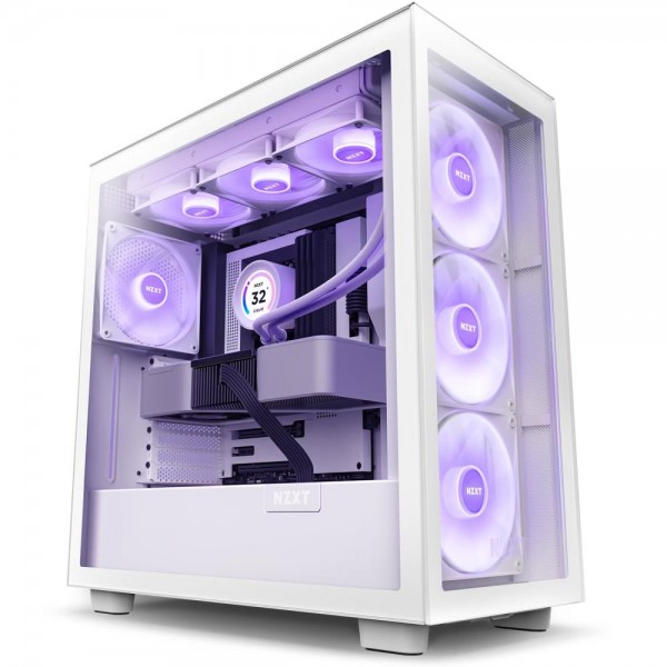 NZXT H Series H7 (2023) Elite Edition White Tempered Glass RGB USB 3.2 ATX Mid Tower Kasa 1