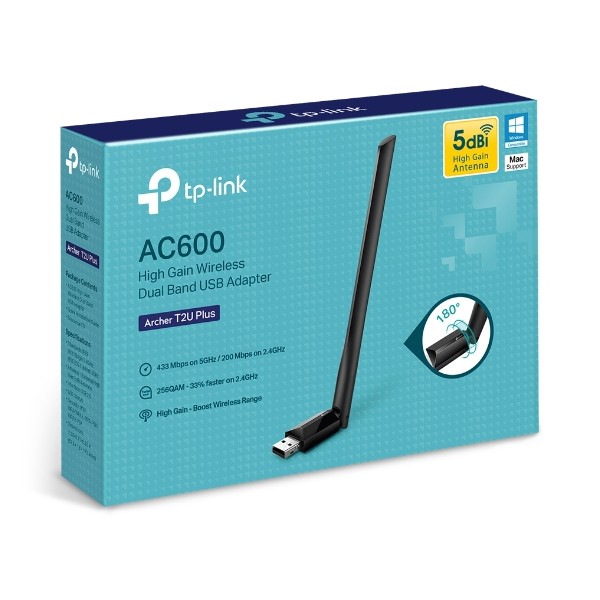 TP-Link Archer T2U Plus AC 600 Mbps Antenli Wireless USB Adaptör 2